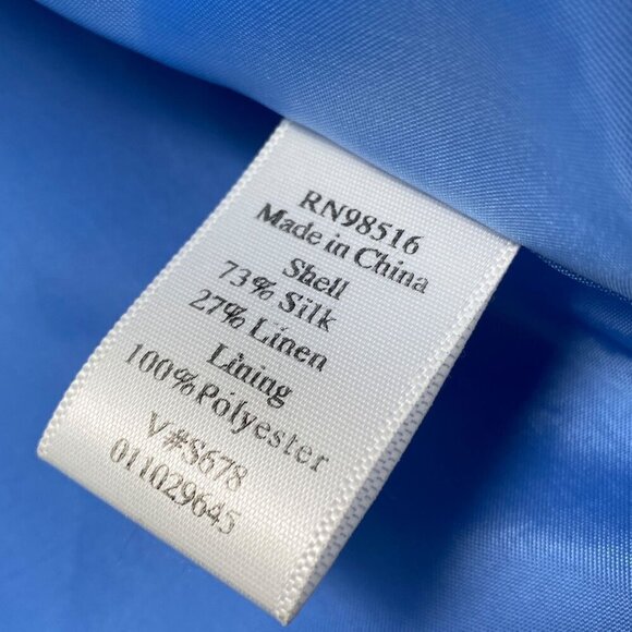 COLDWATER CREEK Womens Jacket Size Small Blue Linen Silk Open Front Minimalist - Picture 7 of 7